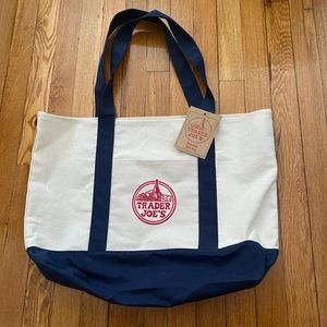 NWT Trader Joe's Reusable Canvas Eco Heavy Duty Off White Tote Bag T2310 KARYON
